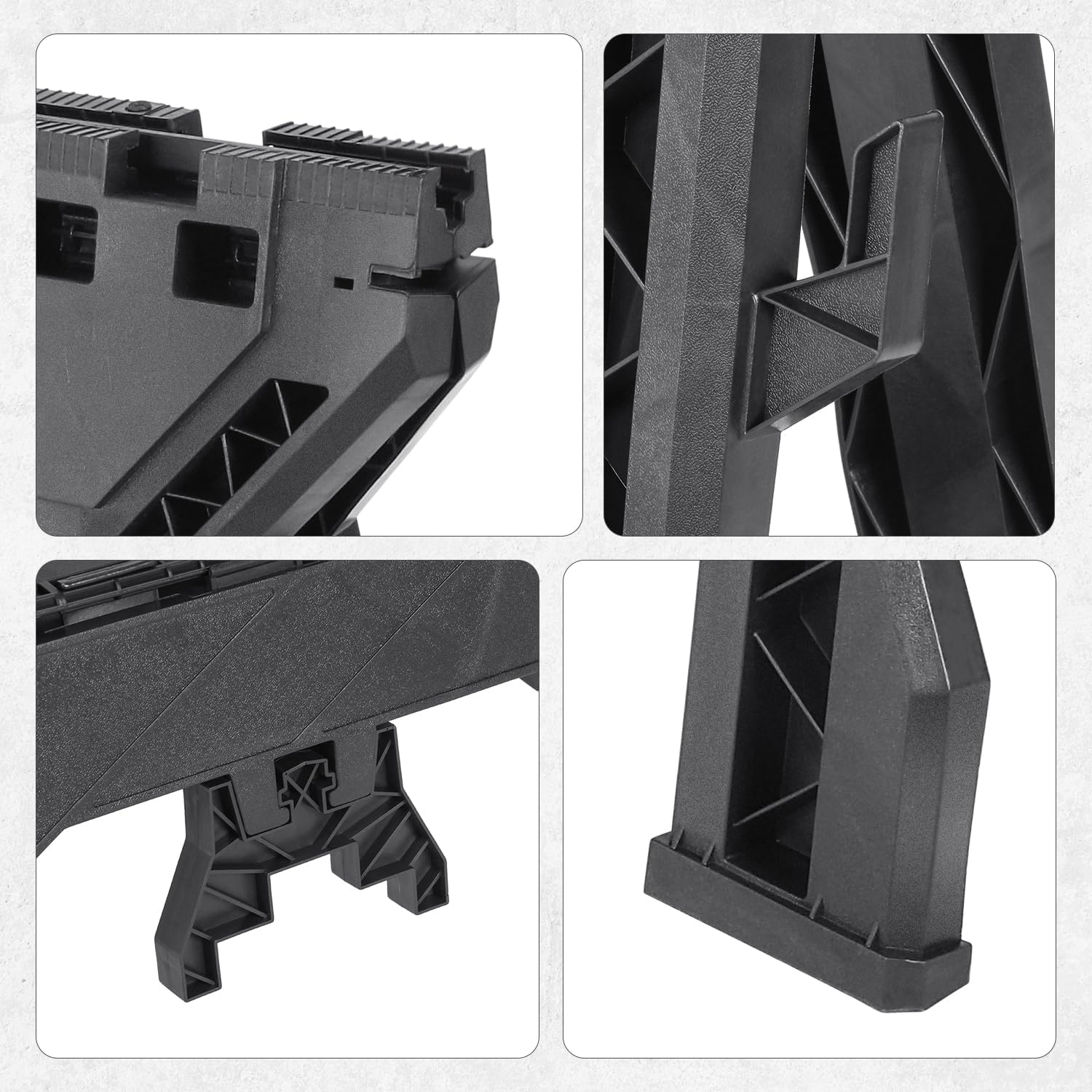 DNA MOTORING Heavy Duty 1000 lb / 450 kgs Capacity Folding Saw Horse For Slicing, Work Bench Assembly, Black, 2pc, TOOLS-00472