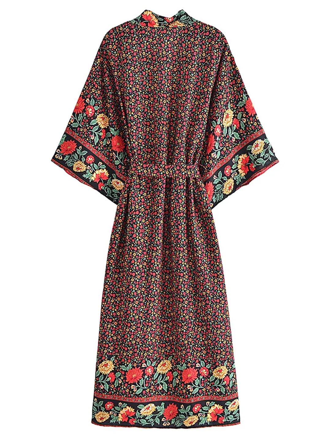 Disimlarl Kimono bohemio floral para mujer, traje de baño, mangas de murciélago, bata de bikini, ropa de playa