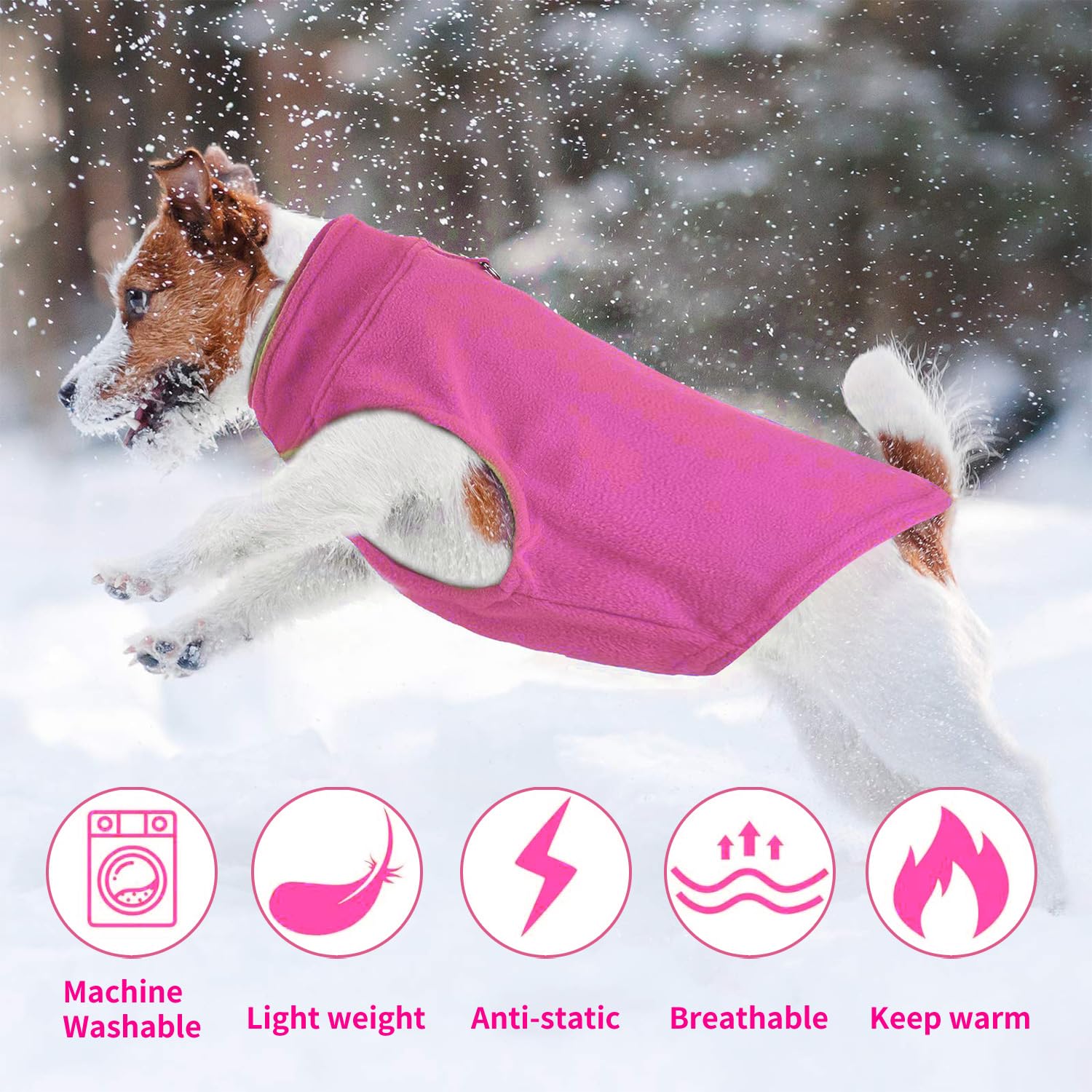 Maglioncino Cane Cappotto Cane Taglia Media, Invernale Cappottino Cane Gilet in Pile Caldo Maglione Cane Taglia Media, Vestito Felpa Cane per Cani di Taglia Piccola e Media(Rosa,L)