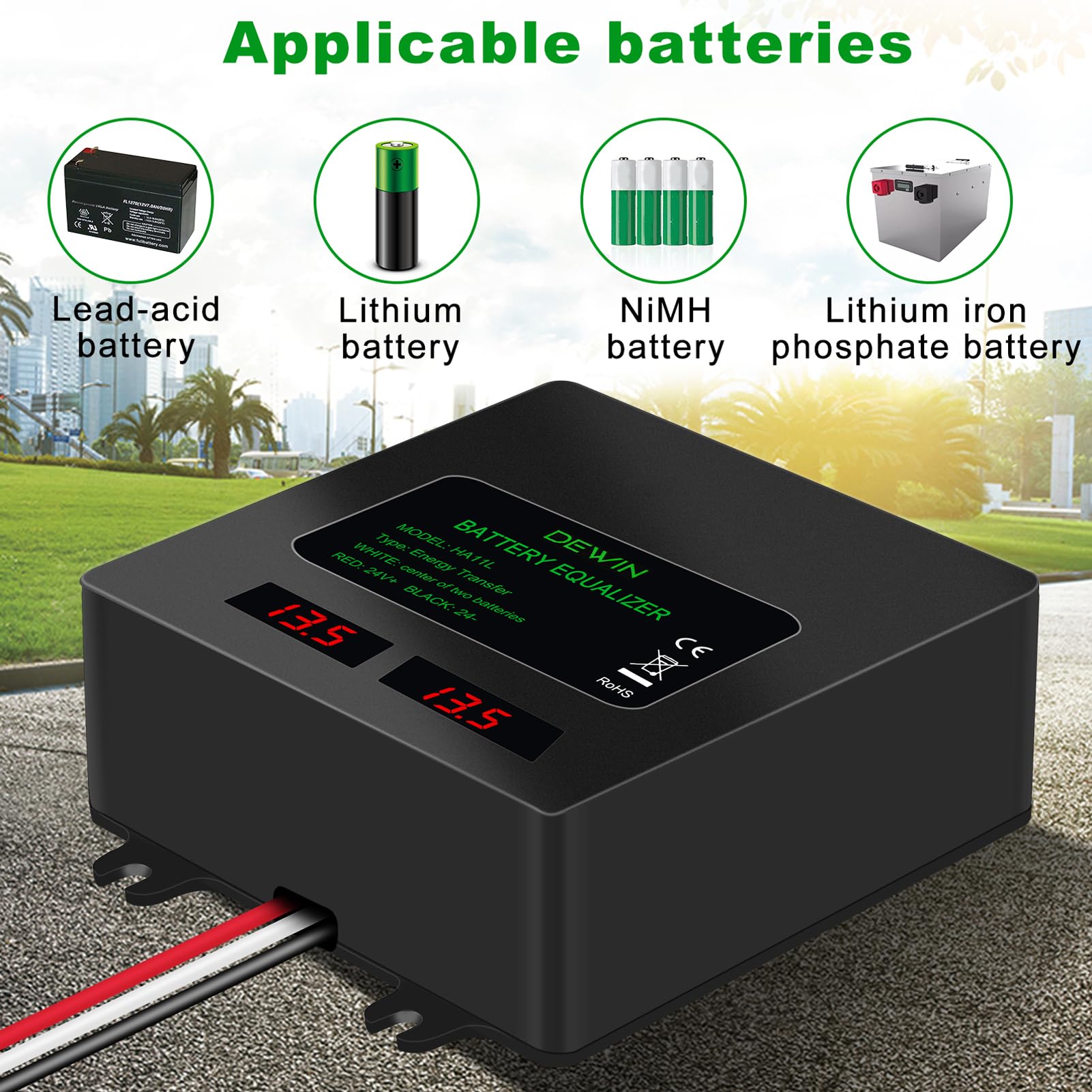 Batterie Balancer 24V, Batterie Equalizer 2x12V Batteria Equalizer Ausgleicher IP67 Solarladesystem Battery Balancer Für Blei Säure Lithium Ionen Lithium Eisen Phosphat