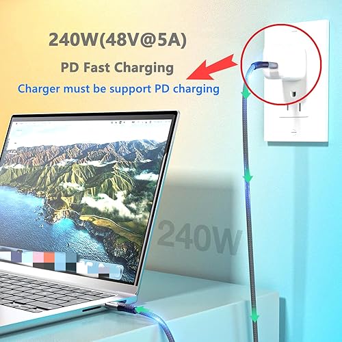 Miniatura 4 de Cable USB 4 de 40 Gbps, cable USB C a USB C con pantalla HD de video 8K y carga de 240 W, compatible con Thunderbolt 34 Surface Pro, Samsung, HP,