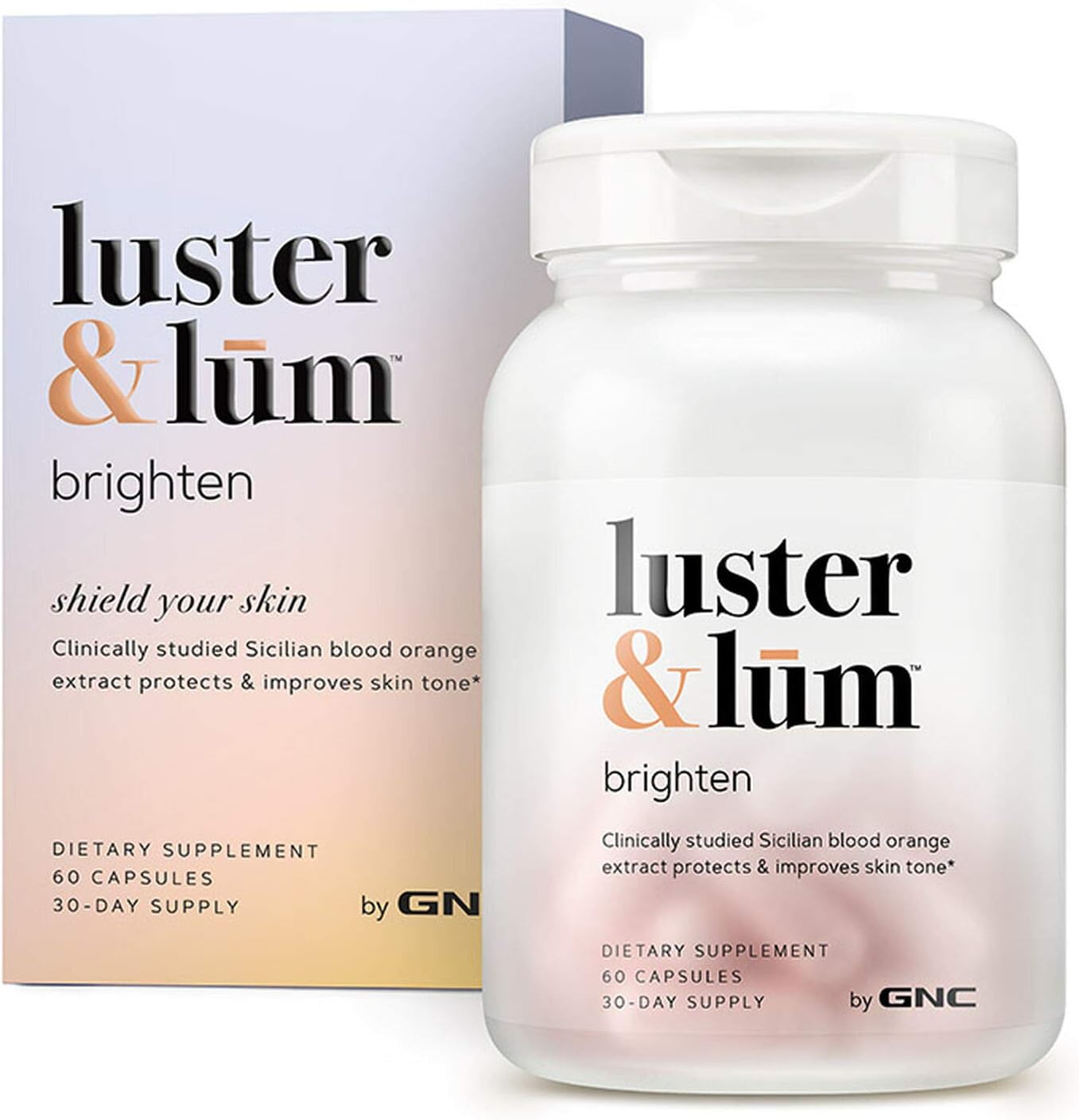 GNC Luster & Lum Brighten | Dietry Supplements | Improves Skin Tone - 60 Capsules (30 Day Supply)