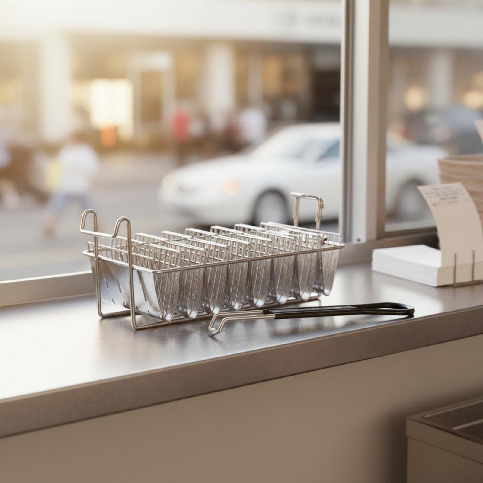 MagiDeal in Acciaio Inox per Frittura Taco Vassoio Supporto Resistente Ad Alte Temperature Facile Presa Lontano Dagli Schizzi Adatto a Cucine Domestiche Ristorazione Mercatini