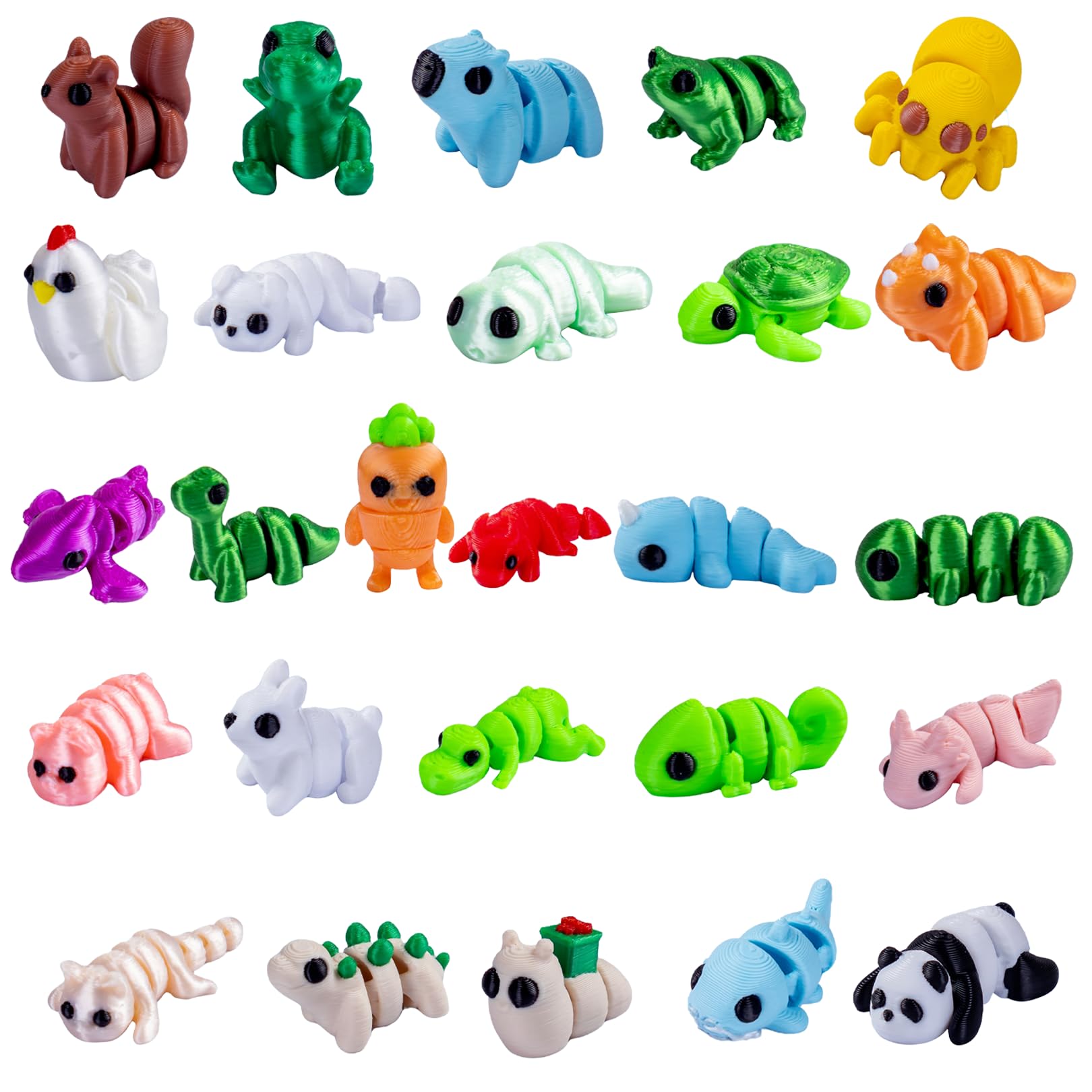 26 Pcs Animals,3d Printed Mini Animals Small Fidget Stress Toys for Kids,Resin Plastic Tiny Easter Little Bunny Mixed Animal Toy Set for Adults Teens Cute Desk Decor Home Office Christmas Party Gifts