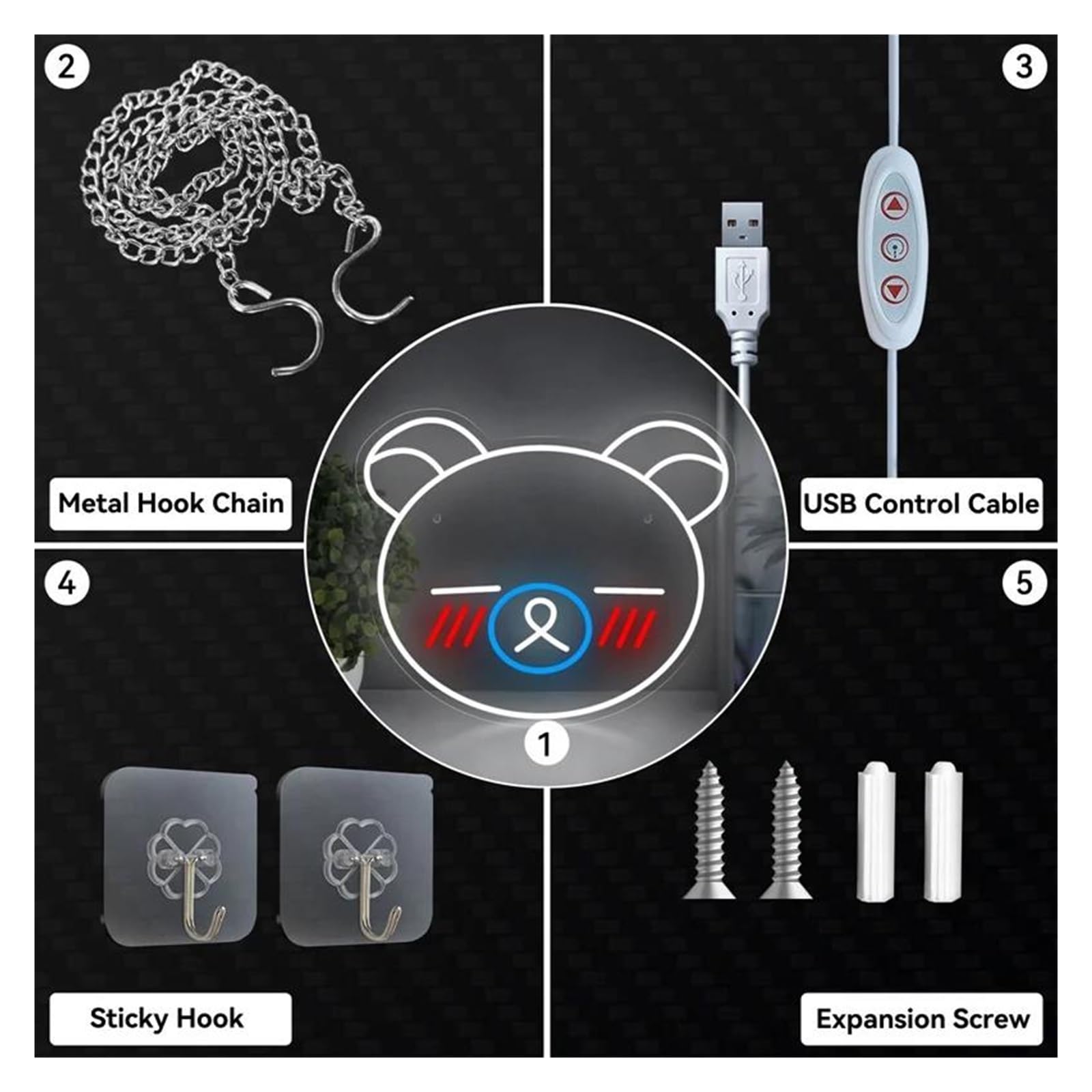 Luz de Diseño de Digital Lindo Oso Tímido Letrero Acrílico Con Luz De Neón LED USB Para El Hogar, Dormitorio De Niños, Decoración De Pared, Lámparas De Noche