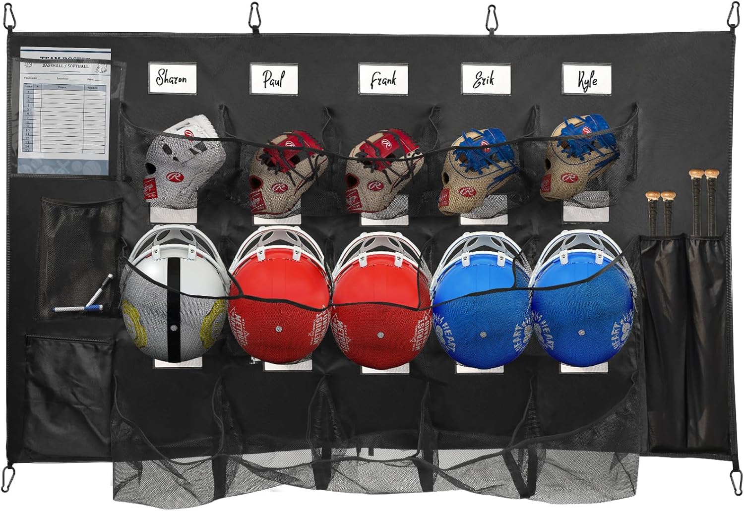 Baseball Helmet Organizer for Dugout, Hanging