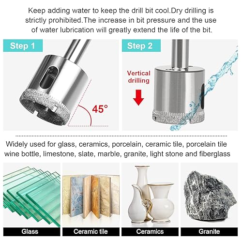 Miniatura 5 de Juego de sierra de agujero, 15 brocas de diamante, kit de sierra de orificio para azulejos, brocas de núcleo recubierto con guía de sierra de