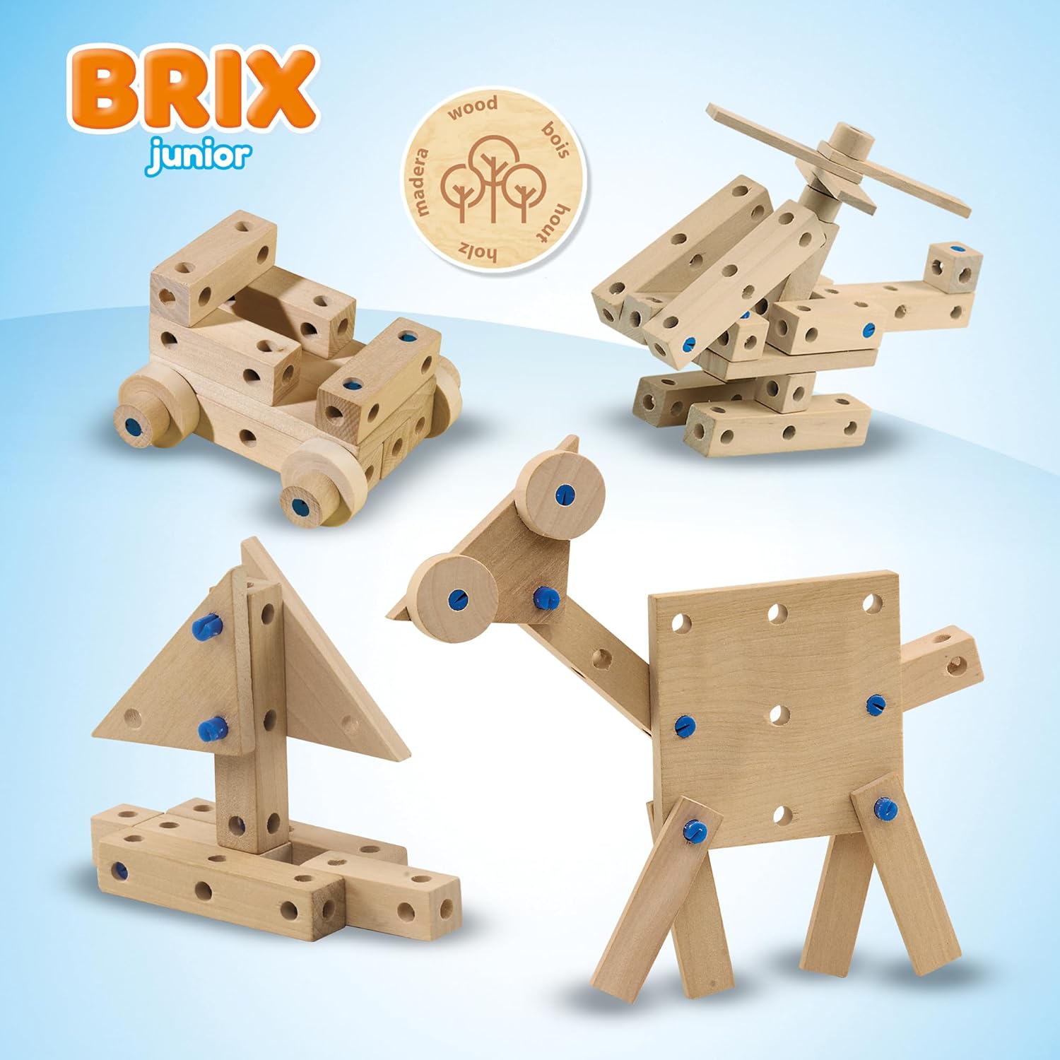 Ses Creative -Brix Junior-Creations-Jump Package-Modular Design That Evolves with the Child-Gift Idea-46 Wooden Pieces-3+