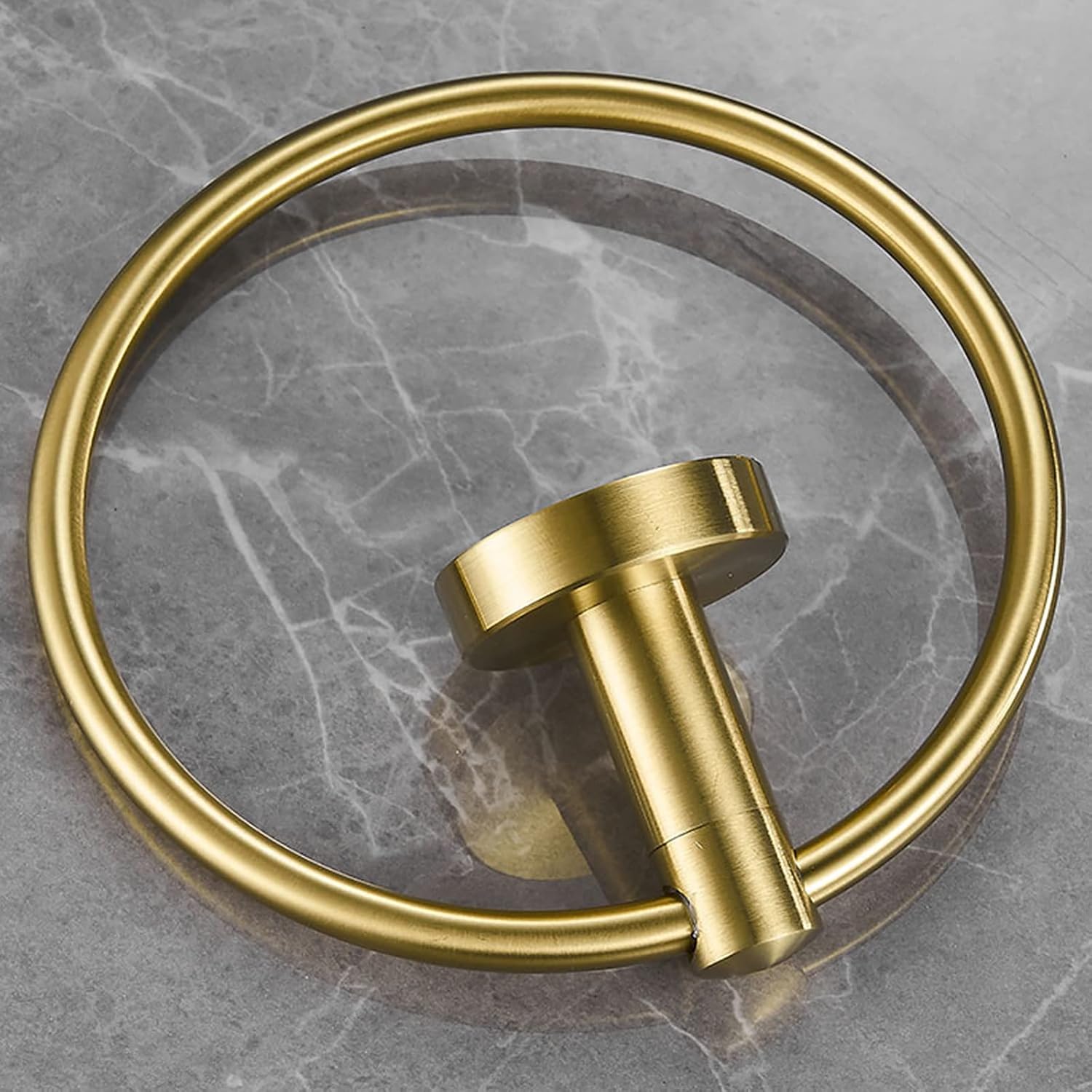 Brushed Gold Towel Ring Bathroom Wall Mounted Heavy Duty Towel Holder SUS 304 Stainless Steel Round Hand Towel Racks Bathroom Hardware Towel Hanger Hardware Towel Hanger