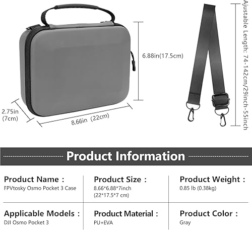 Miniatura 5 de FPVtosky Estuche rígido de transporte para DJI Osmo Pocket 3Creator Combo, Osmo portátil bolsillo 3 bolsa de almacenamiento, DJI Pocket 3 Accesorios