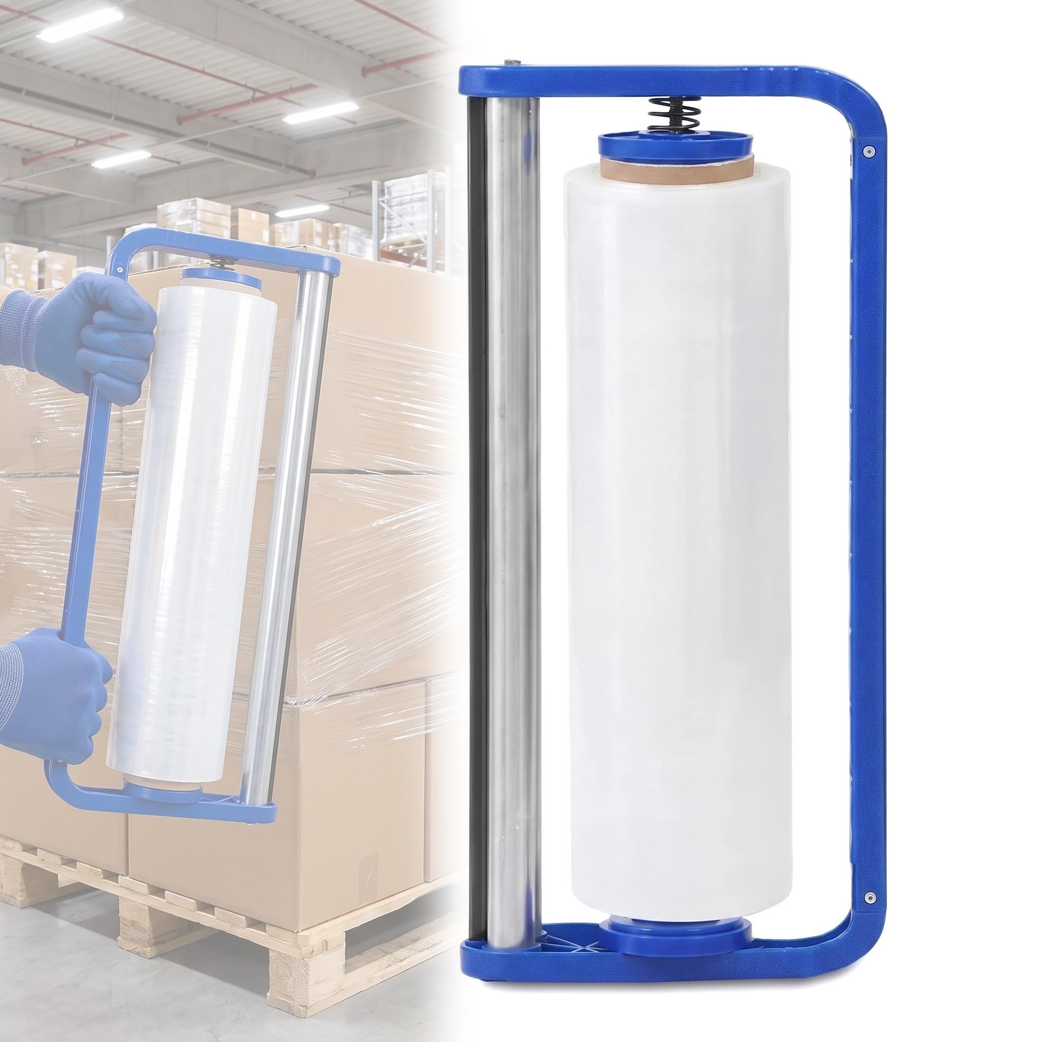 Dévidoir De Film Étirable De 50 Cm (19,7 Pouces), Distributeur De Film Plastique Avec Coupe-film, Compatible Avec Les Rouleaux À Mandrin De 5 Et 7,8 Cm (2 Et 3 Pouces), Outil Demballage Manuel