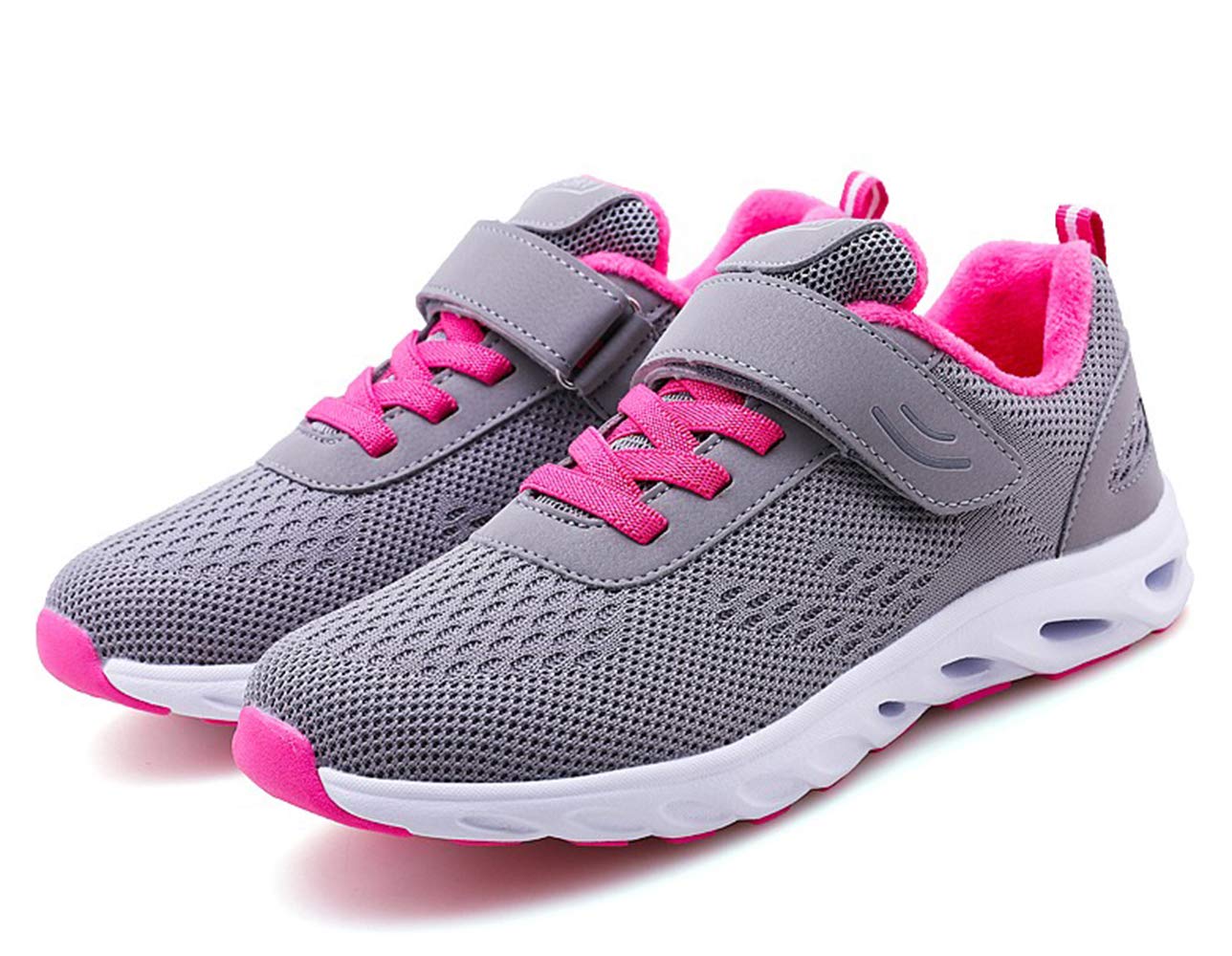 Zapatillas Deportivas Mujer Invierno Al Aire Libre Antideslizante Nieve Cálido Forrado Cómodo Casual Sneakers Gris 37 EU