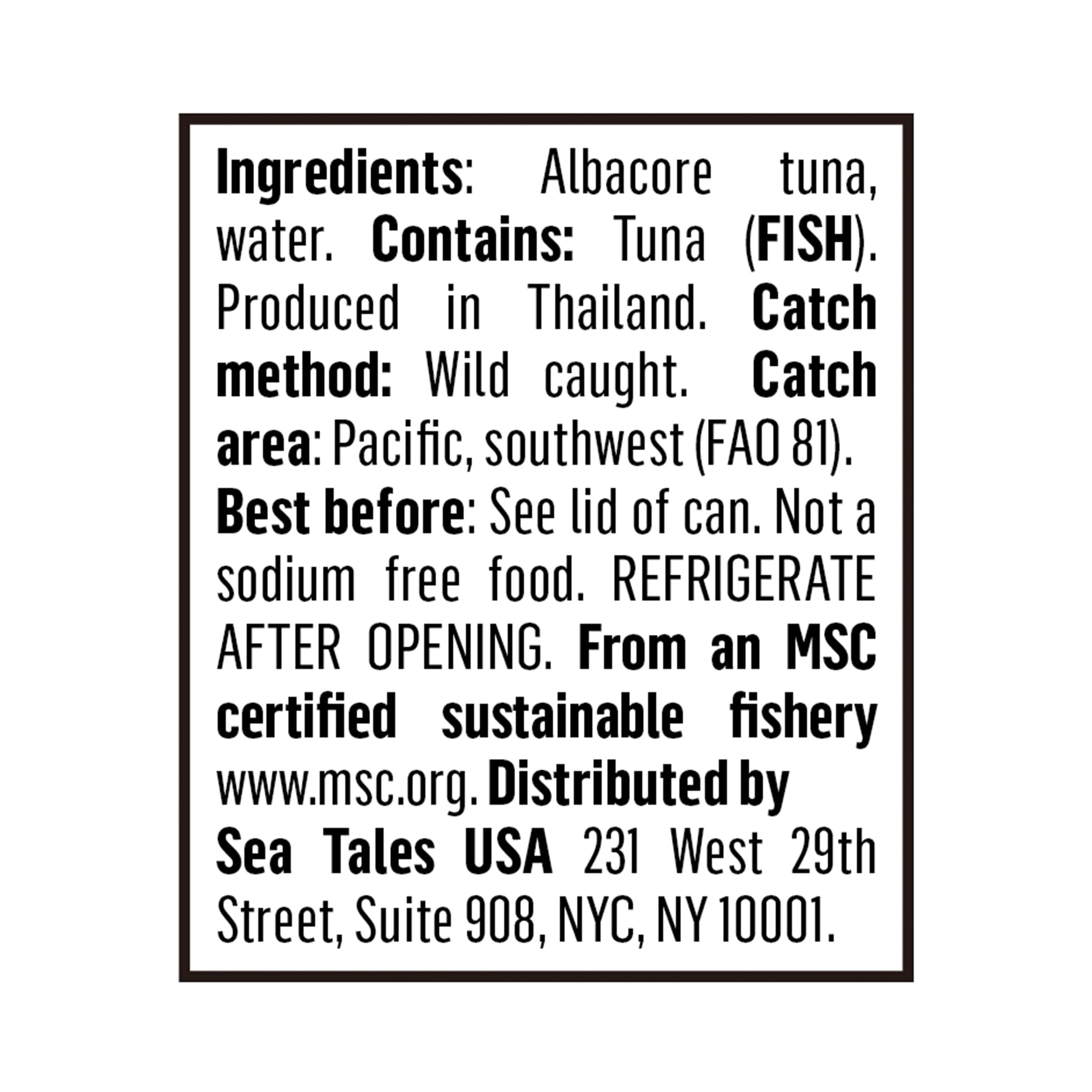 Sea Tales Solid White Albacore Canned Tuna in Water - No Salt Added - 100% Pole & Line Wild Sustainably Caught - BPA Free - High Protein Food - Keto Friendly - 5 oz. Cans (Pack of 12)