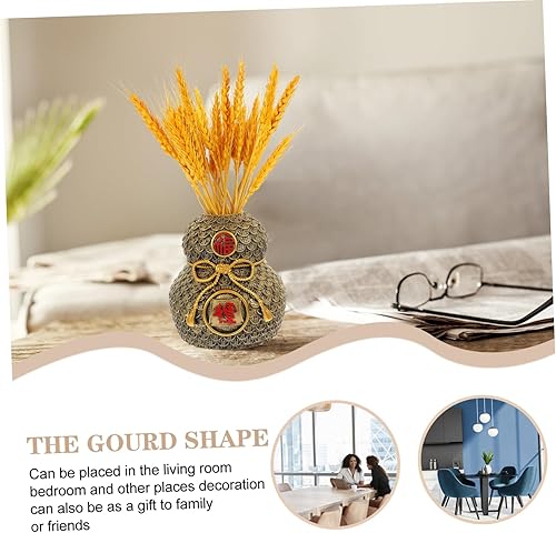 Miniatura 9 de Artibetter 2pcs Ornaments Floral Arranging Vase Wu Figurine Flower Arrangement Vase Fengshui Money Bag Figurine Hulu Dining Table Decor Bookshelf