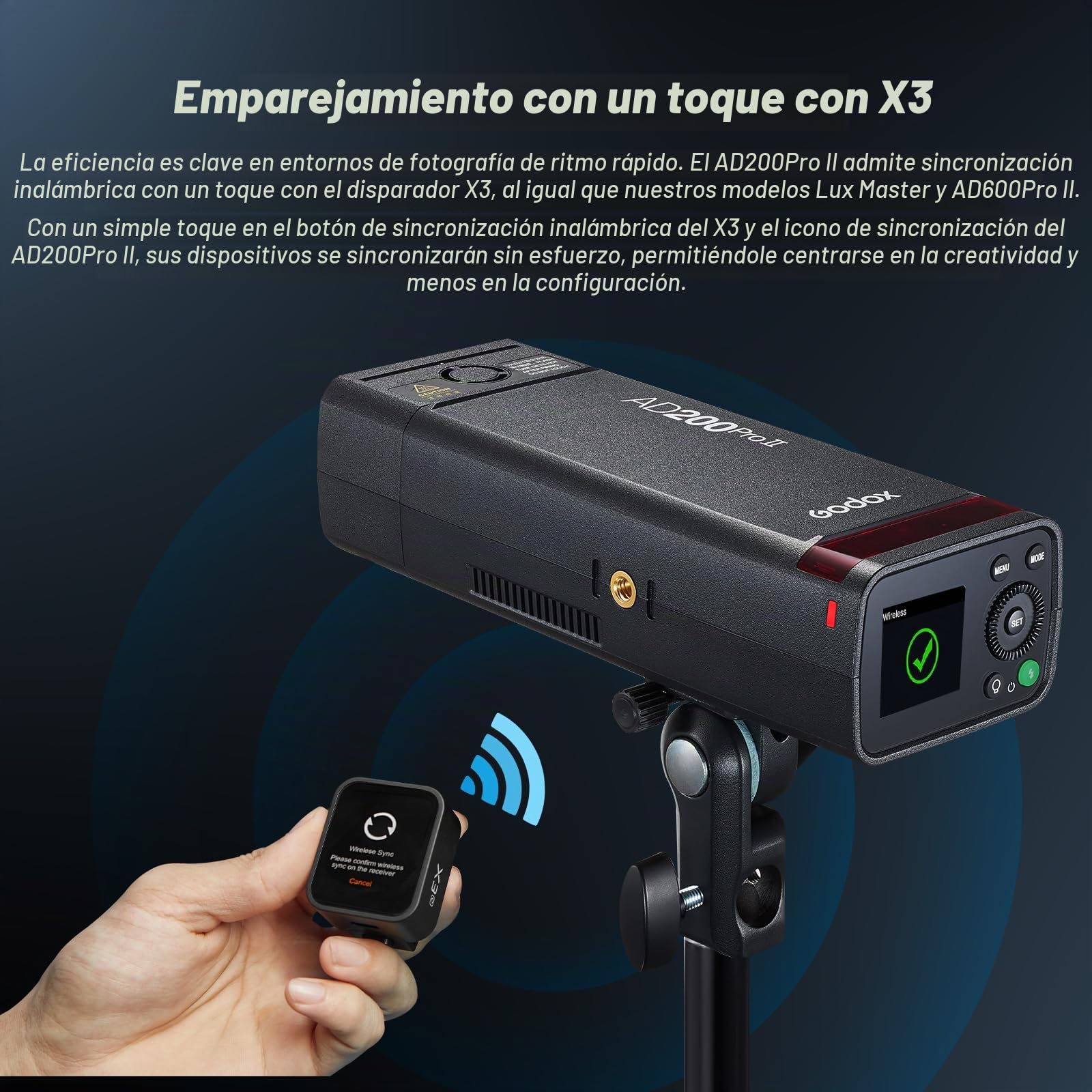 GODOX AD200ProII - Flash de bolsillo actualizado de 200 W, 2,4 G, 1/512 a plena potencia, ajuste de potencia de 10 niveles, temperatura de color modo constante ± 100 K