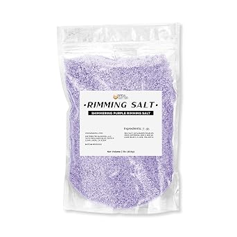 Brew Glitter - Shimmering Purple Rimming Salt 1LB, 1x Resealable Bag Edible Glitter Blended Cocktail Garnish for Mixed Drinks and Beverages
