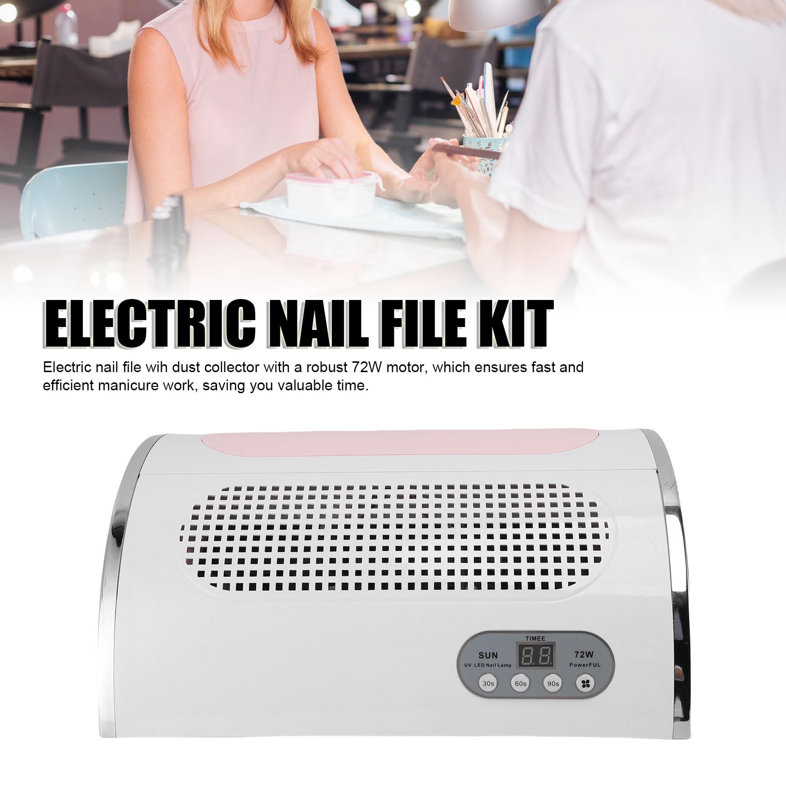 Dioche Elektryczna Wiertarka do Paznokci 3 w 1 z Odkurzaczem Suszarka Lampa Poduszka na Dłonie Elektryczny Pilnik do Paznokci Zestaw Domowego Salonu DIY Profesjonalny Manicure (wtyczka UE)