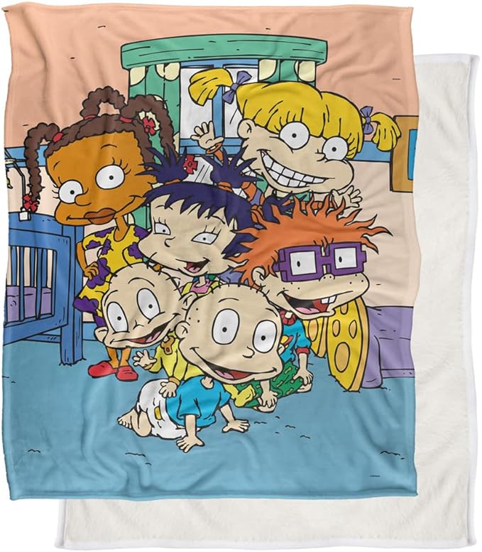 Rugrats Blanket, 50"x60" Rugrats Character Group Silky Touch Sherpa Back Super Soft