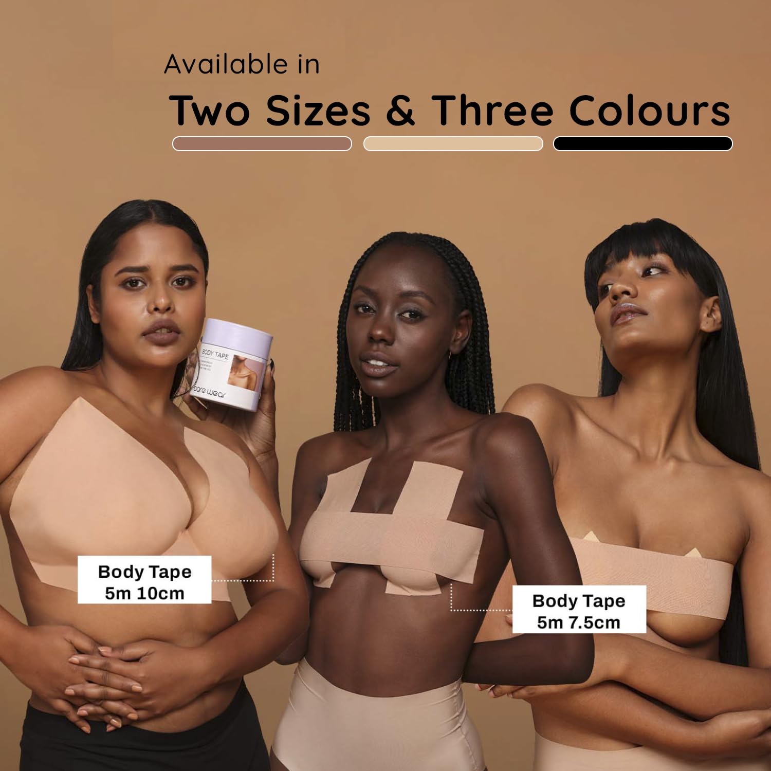 bare wear Boob Tape Plus Waterproof & Sweat-Proof Body Tape Roll | Safe to Use Directly on Skin Breast Lifting Tape | 4m 7.5cm | Skin. 2