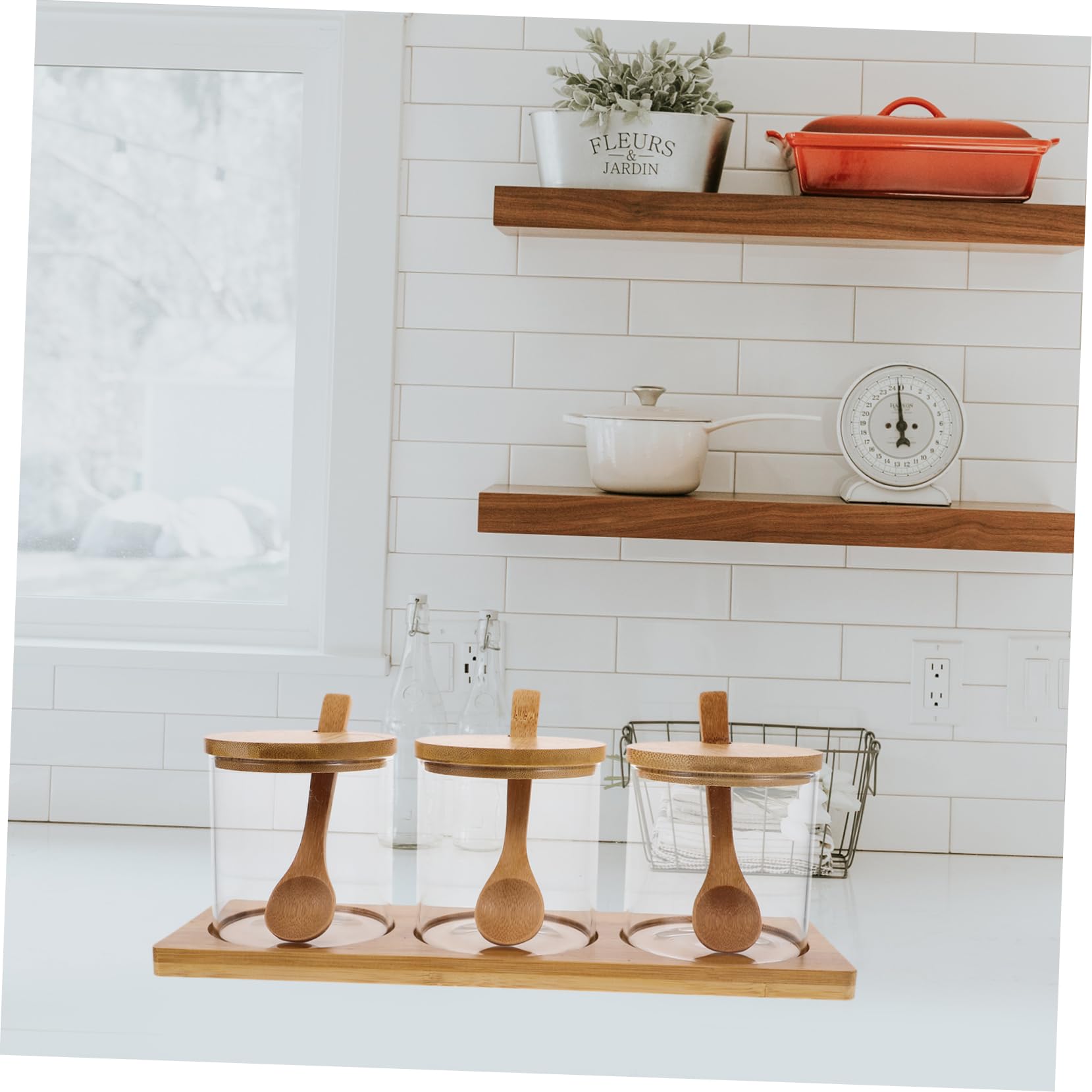 HOLIDYOYO 1 Set Seasoning Jar Set Clear Seasoning Containers To Go Containers with Lids Condiment Jar Spice Container Salt Boxes Jars Condiment Canisters Salt Pepper Container Spice Jar Wood