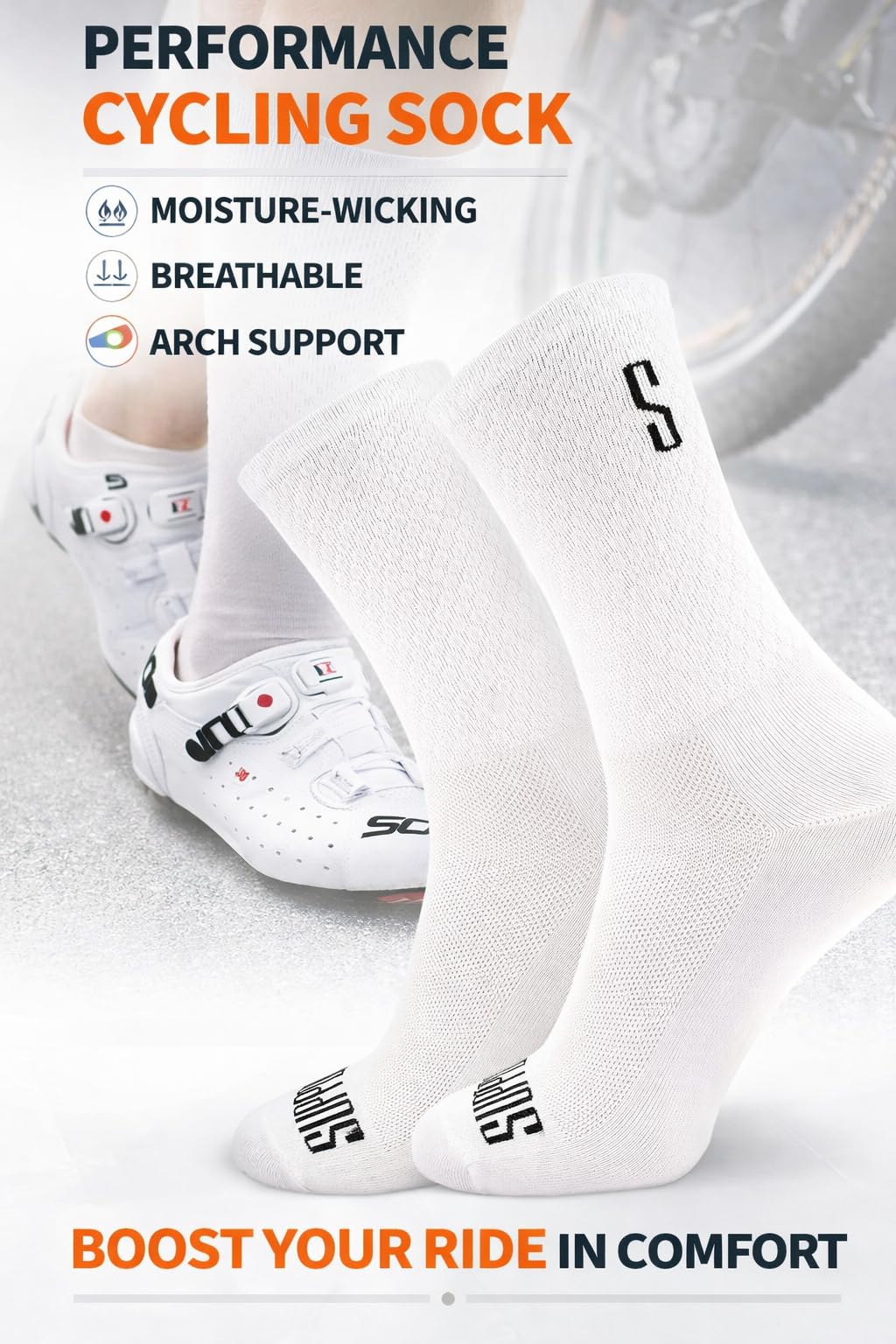 Calcetines de Ciclismo para Hombres Transpirables Antideslizantes Unisex Senderismo