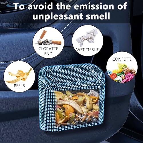 Miniatura 5 de eing Cubo de basura para automóvil con tapa, mini cubo de basura para vehículos, organizador de basura para automóvil, contenedor de basura de