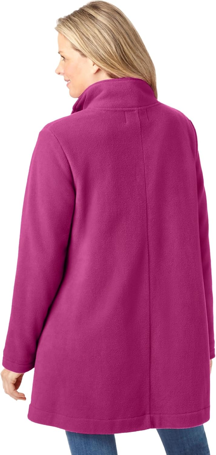 Woman Within Plus Size Fleece Swing Funnel-Neck Coat