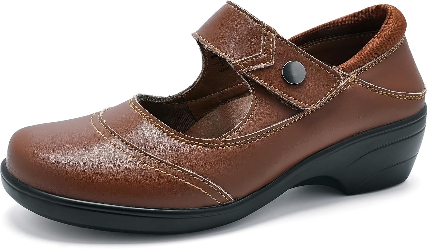 HJJ Mary Janes for Women Arch Support Round Toe Ankle Strap Pumps Memory Foam Comfort Dress Shoes