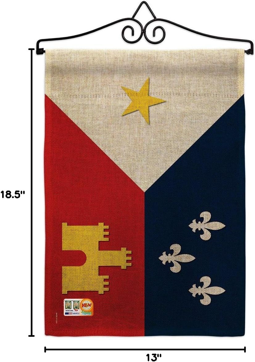 Acadiana Burlap Garden Flag Set Wall Hanger Americana States USA American Territories Republic Country Particular Area Small Decorative Gift Yard House Banner Double-Sided Made In 13 X 18.5