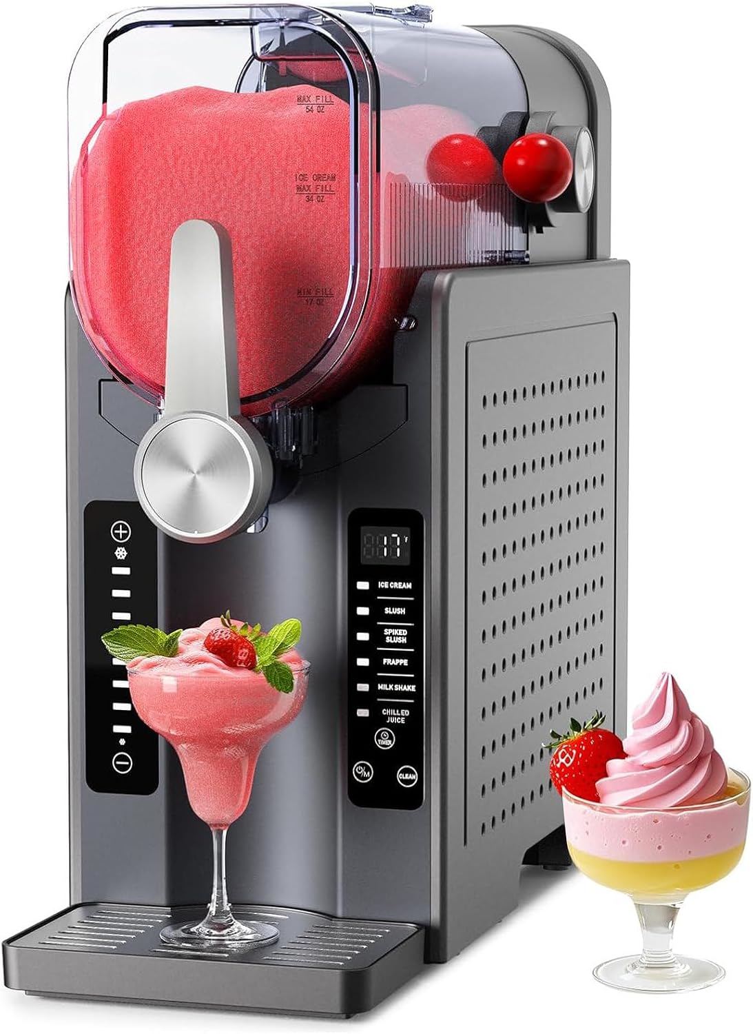 Machine for slush ice cocktails frapp milkshakes and frozen juice without ice or preparation effort holds 2.5 L 42 cm L x 19 cm W x 42 cm H