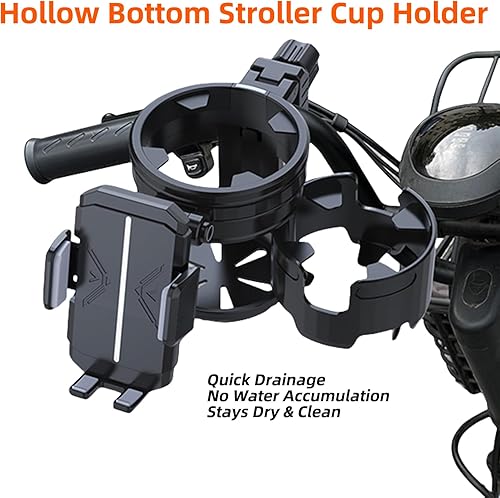 Miniatura 6 de Portavasos universal 4 en 1 para cochecito Soporte ajustable para taza individualdoble y teléfono, giratorio de 360, agarre de silicona