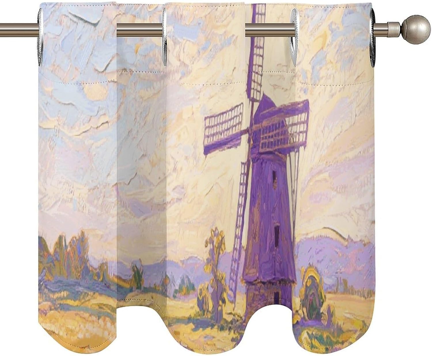 Vintage Flowers Valance for Windows, 2 Pack Kitchen Curtains Modern Home Decor, Soft Blackout Window Curtains for Living Room & Bedroom, 18 X 52 Inch