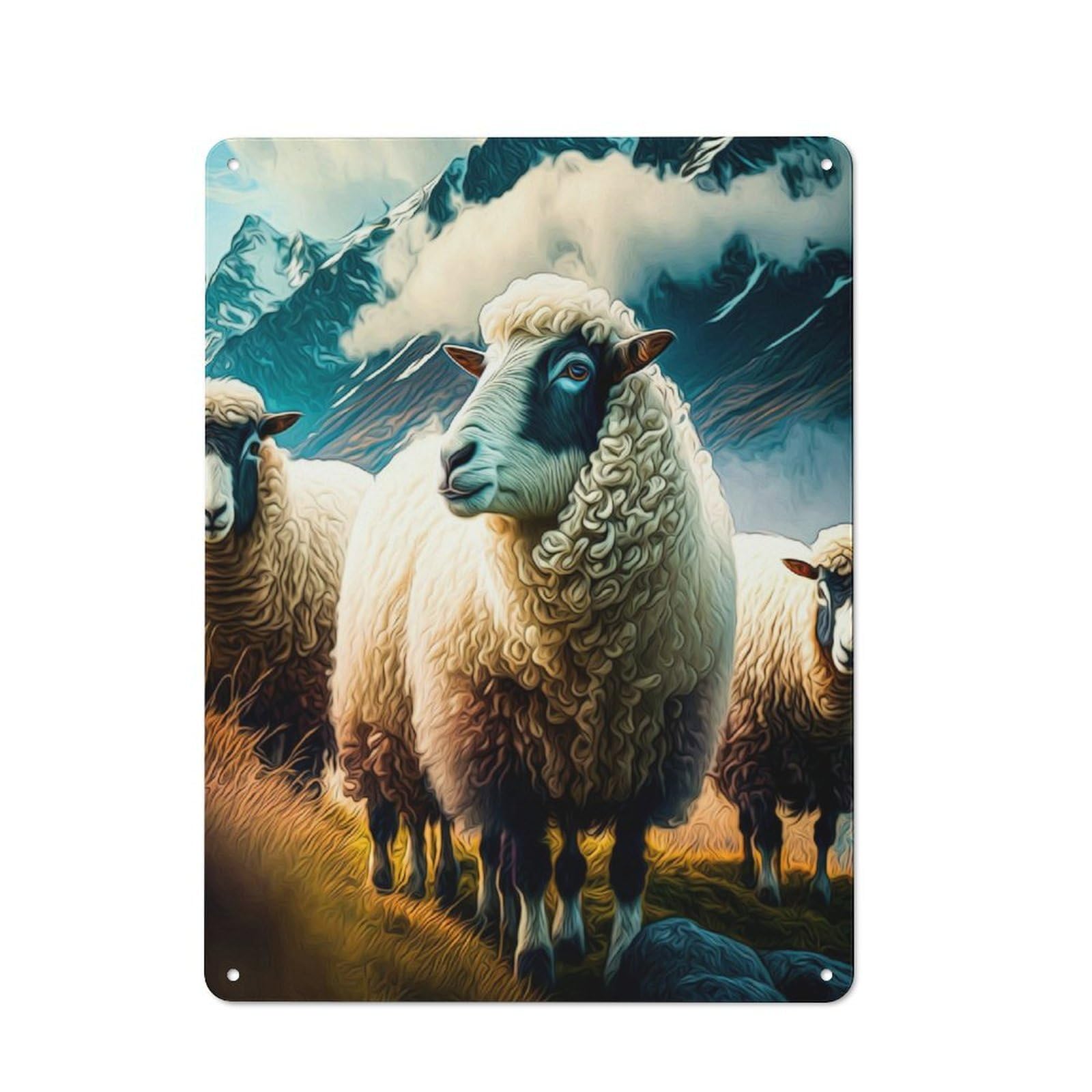 Junmoney Sheep Tin Sign 40X30cm For Garage Wall, Retro-Style Wall Decor, For Vintage Wall Decor Fans, For Metal Sign Collectors