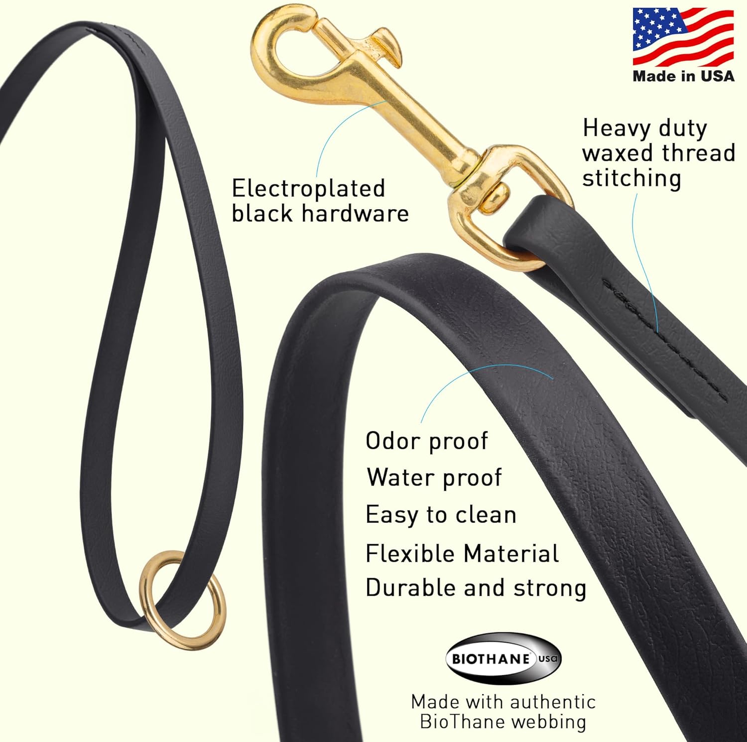 Viper Biothane Working Lead for Dogs 6ft Black