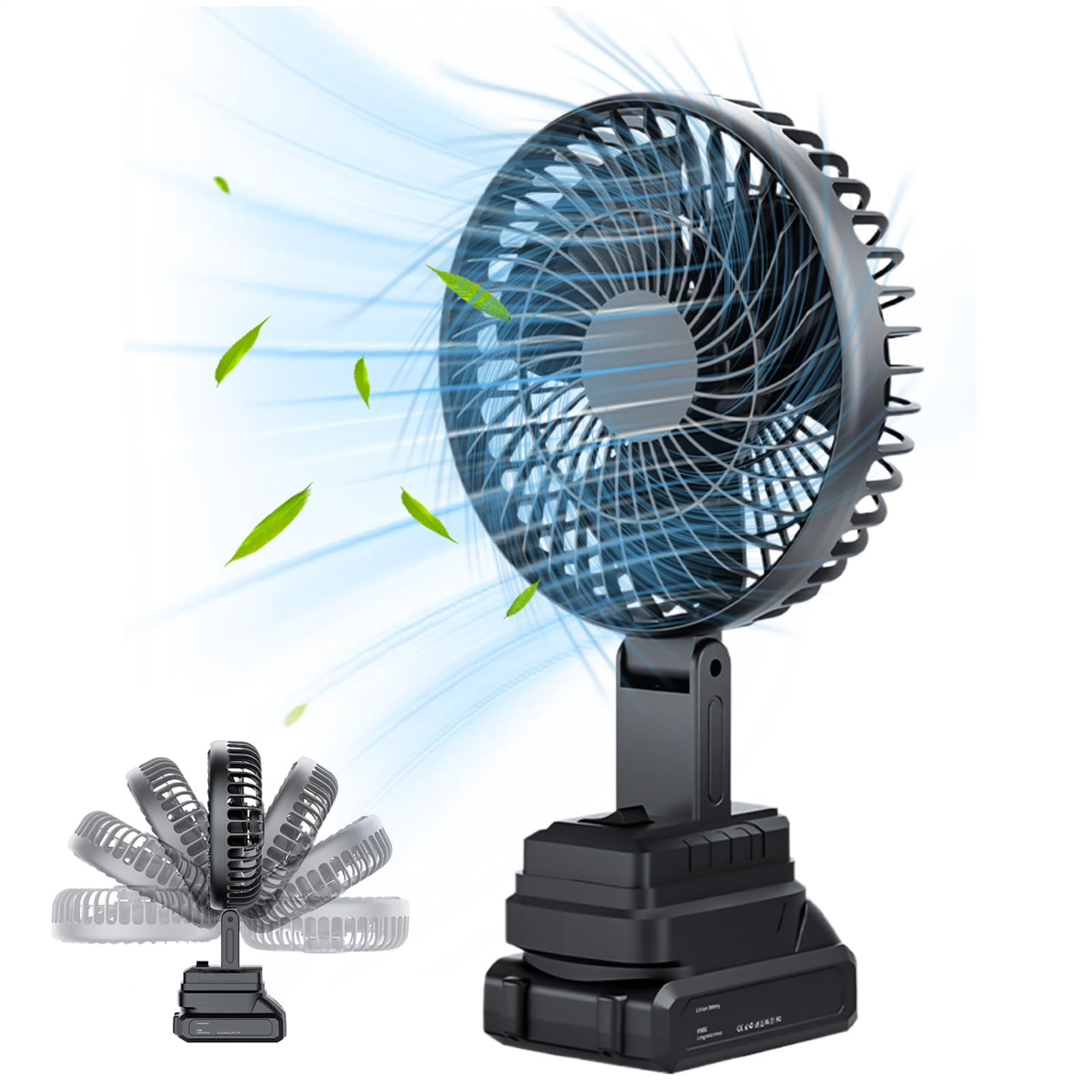 Generico Ventilatore Da Campeggio Ventilatore Portatile A Batteria | Senza Fili Per Golf Spiaggia Barche Tenda Casa Viaggi Pesca Attività All'aperto