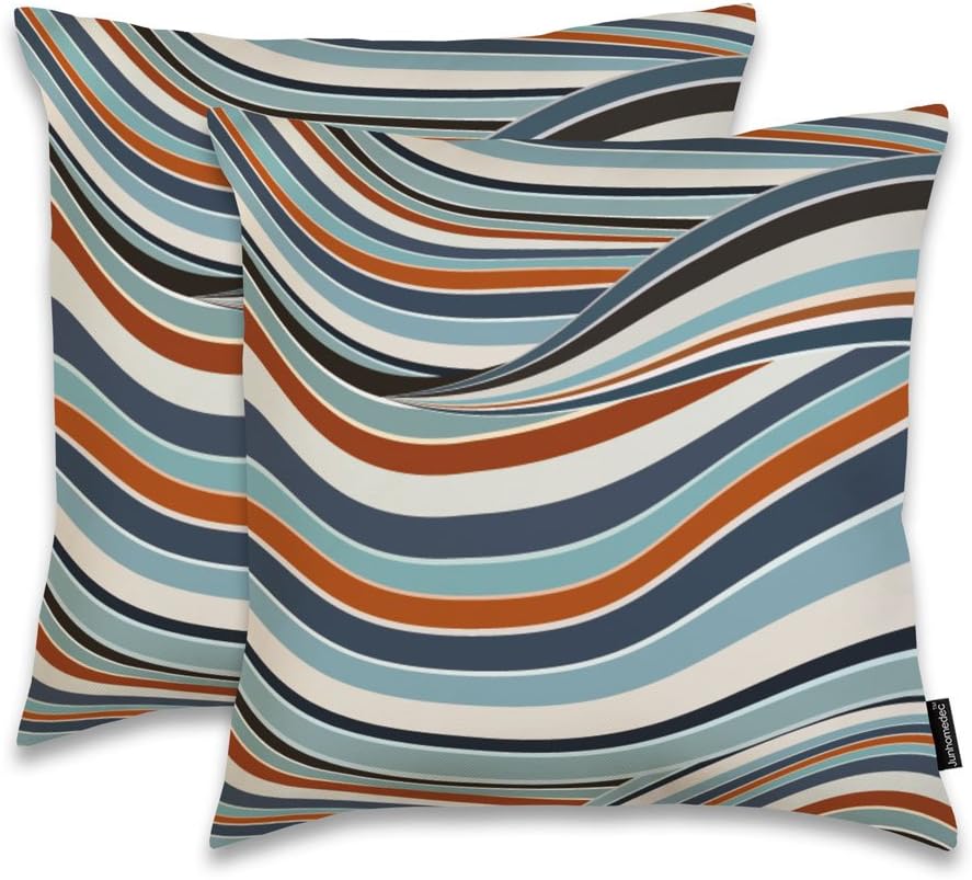 Throw Pillow Cover Shell Flow Line Decorative Cushion Case Square 18"x 18" For Sofa Couch Bedding - (Set of 2) Zippered (Geometric 009A1)