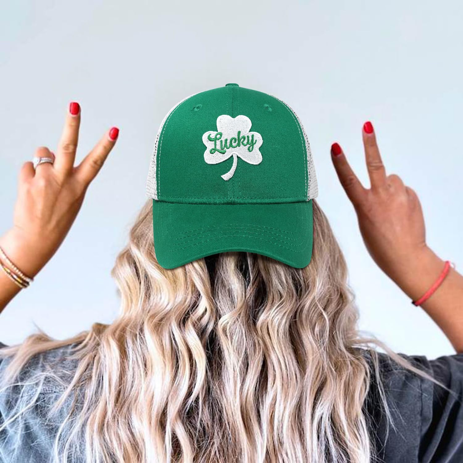 St Patricks Day Embroidered Trucker Hat for Men and Women Saint Pattys Shamrock Adjustable Washable Baseball Cap Gifts - Image 6