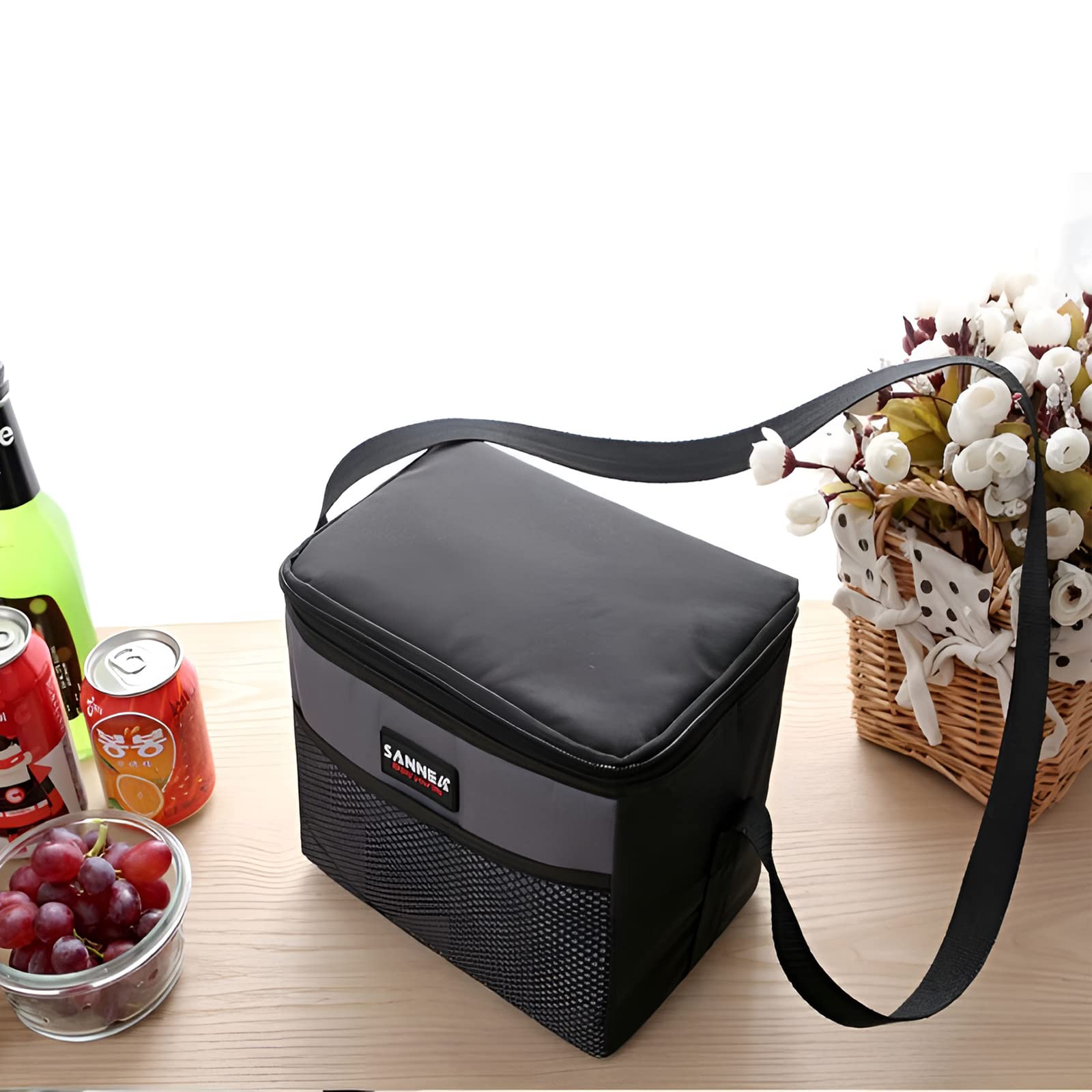 Lonchera térmica reutilizable de 5 L para hombres y mujeres, bolsa térmica para adultos, niños, trabajo, escuela, picnic (gris)