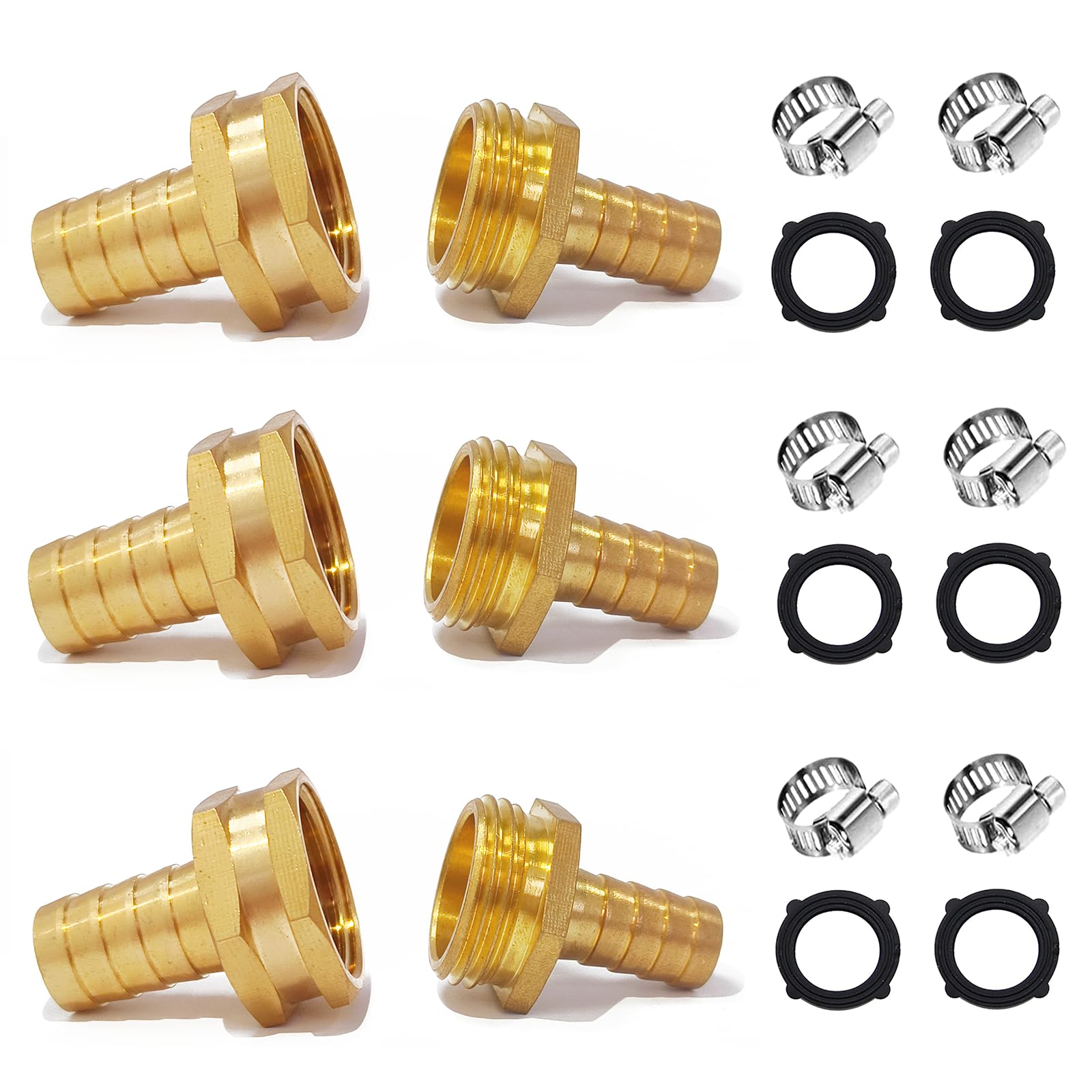 High-Quality Brass Garden Hose Repair Kit with Clamps, Fit for 5/8 Hose Fittings