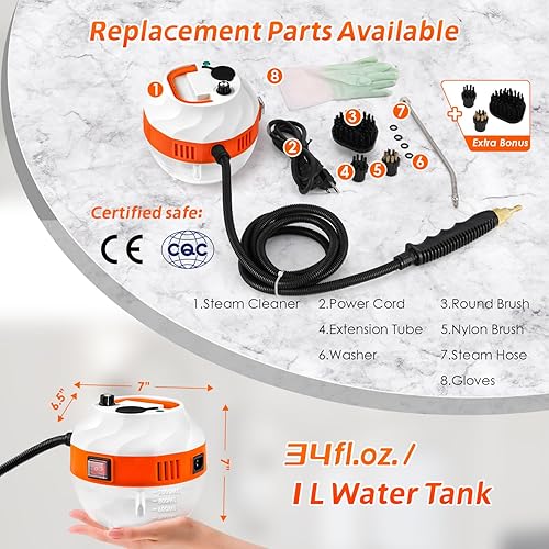 Miniatura 6 de Hapyvergo Limpiador de vapor de mano de alta presión para limpieza de lechada de azulejos de mano portátil limpiador de vapor para auto pequeño mini
