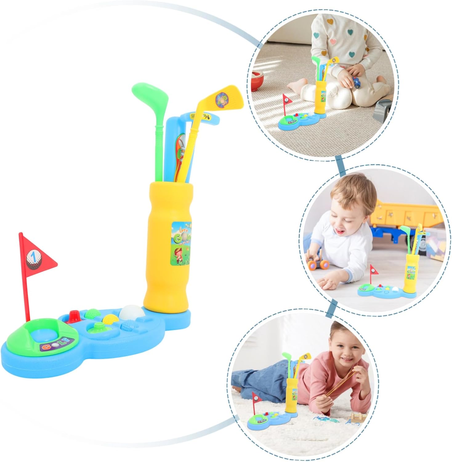 Golf for Lightweight Indoor Outdoor Sports Golf and Baseball Game with Safe Plastic Clubs Promotes Motor Skills and Imagination Development