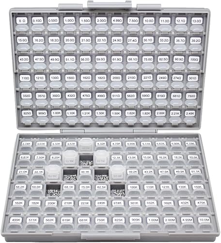 Miniatura 49 de AideTek SMT SMD 0201 Size 144 Values 100pc / Value Resistance Set 1% in Assortment Box-All Enclosure 14400pcs Assorted resistors kit