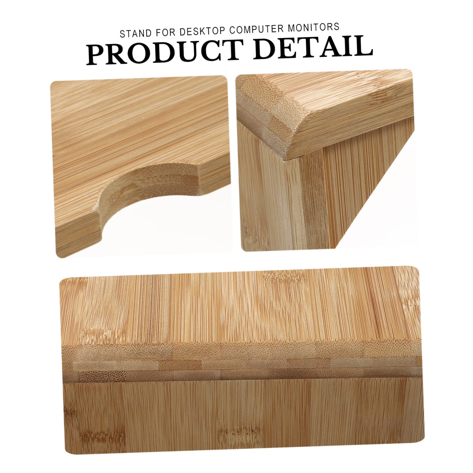 SHINEOFI Support D’écran Ordinateur En Bambou Naturel 8 Cm Pour Bureau, Rehausseur Ergonomique Pour Moniteur Pc, Organisation Bureau Maison, Usage Assis Confortable, Couleur Naturelle
