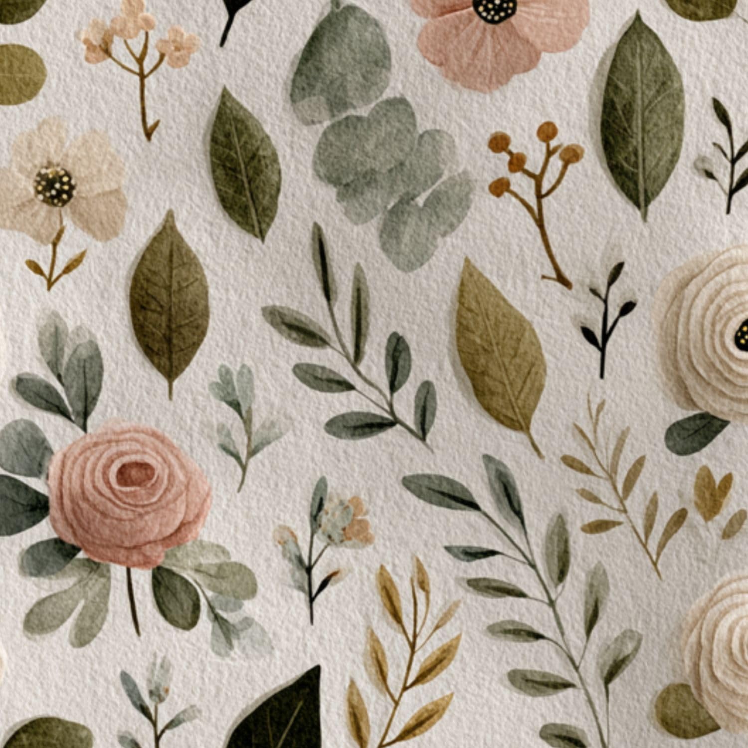 DERUINVAIO Self Adhesive Feature Removable Antique Watercolor Wildflower Peel and Stick Vinyl Wallpaper Roll, Sticky Lining Paper for Bedroom, Living Room, Kitchen Walls