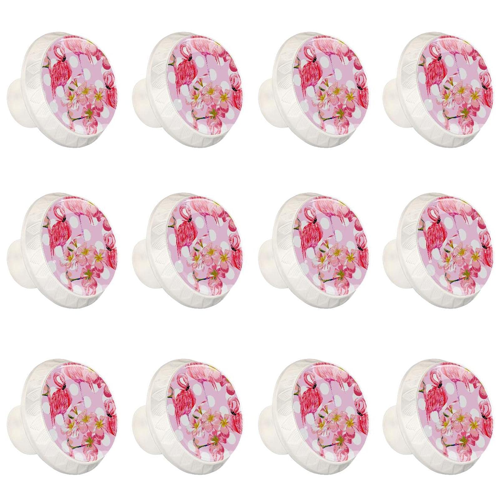 Boutons d'armoires de cuisine ronds flamant rose 12 pièces pour tiroir de commode