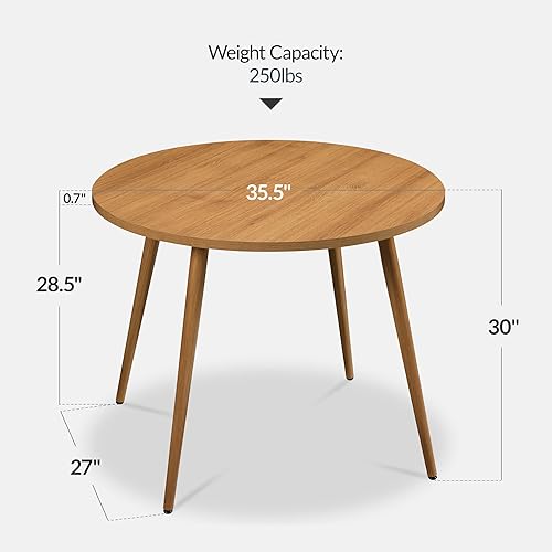 Miniatura 3 de Best Choice Products Mesa de comedor redonda de 35.5 pulgadas para 4 con patas de acero con acabado de madera resistente, moderna de mediados de