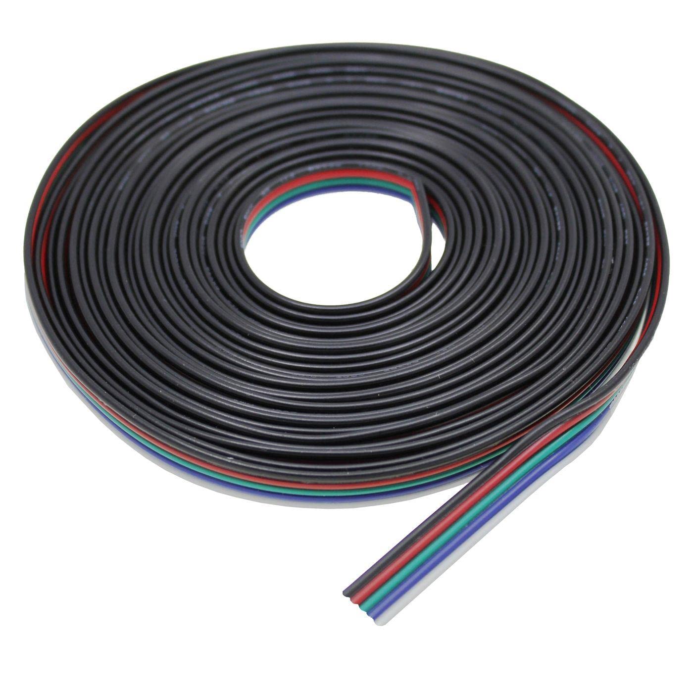 50m RGBW LED Câble de rallonge Câble plat Rouge Vert Bleu Blanc Noir