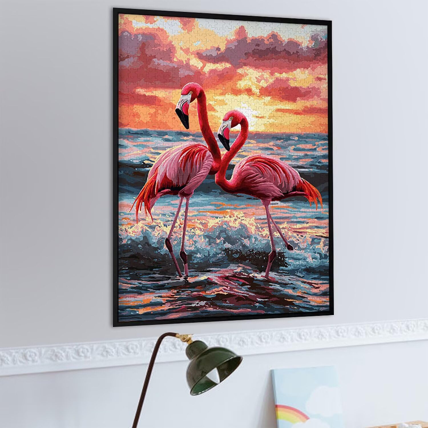 Puzzle dla dorosłych, 1000 elementów, flaming, 1000 elementów, puzzle dla dorosłych, gra edukacyjna, 76 x 50 cm, odpowiednie do dekompresji i dekoracji ścian pokoju, prezenty j-458