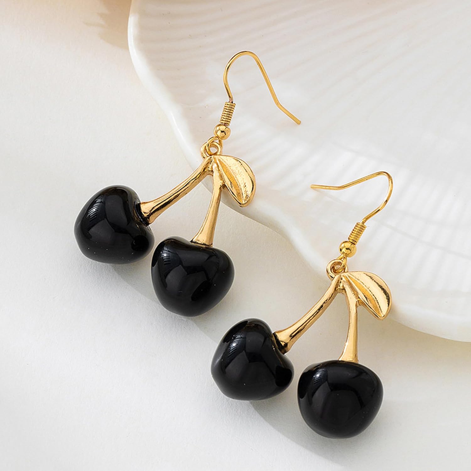 Cherry Earrings for Women Funny 3D Red Fruit Earrings Gold Leaf Dangle Earring Fruit Charm Jewelry Gift - Image 5