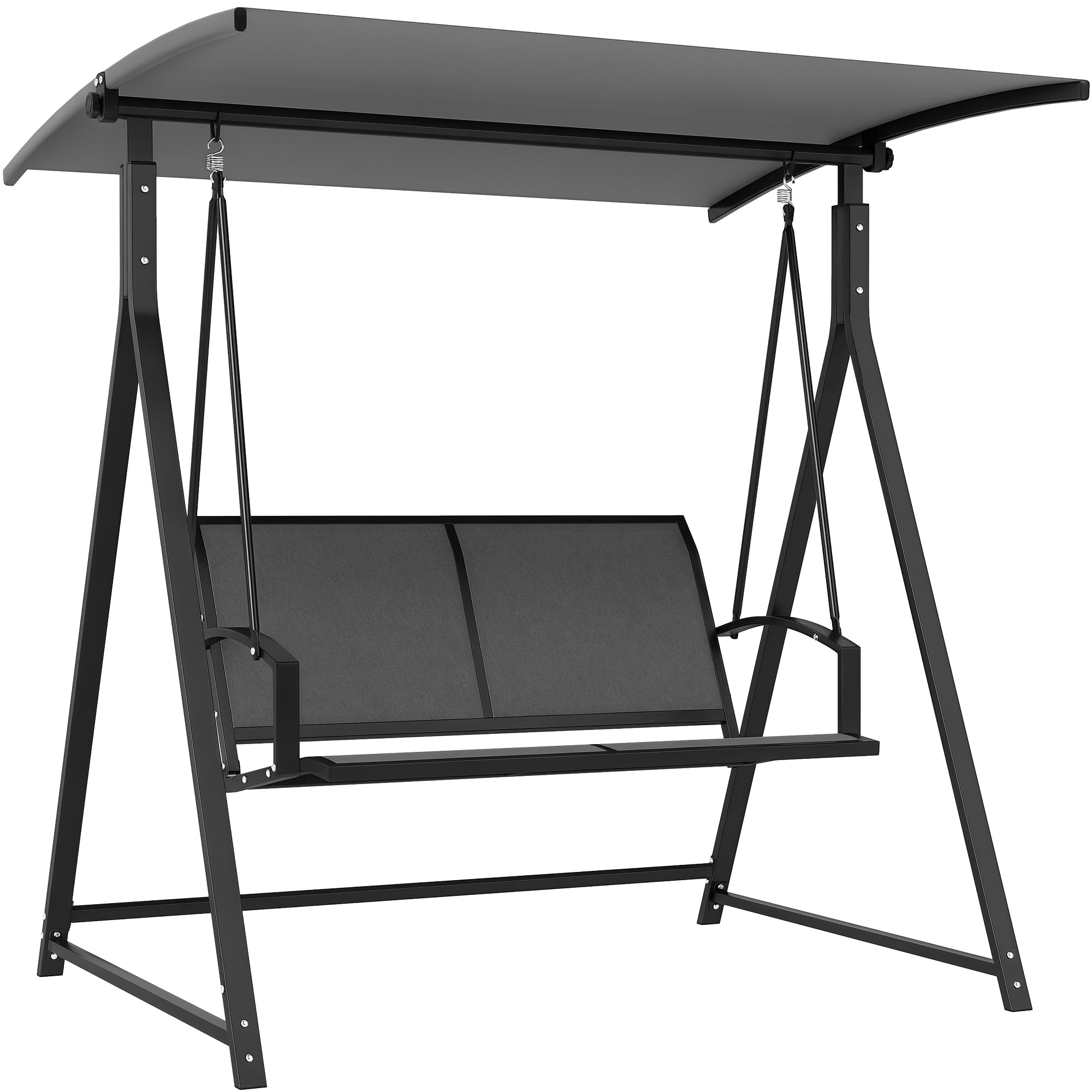 Outsunny Columpio de Jardín Exterior de 2 Plazas Balancín de Jardín Exterior con Toldo Ajustable 90° Protección UV 30+ y Estructura Triangular de Metal Carga 220 kg 160x112x162 cm Gris Oscuro
